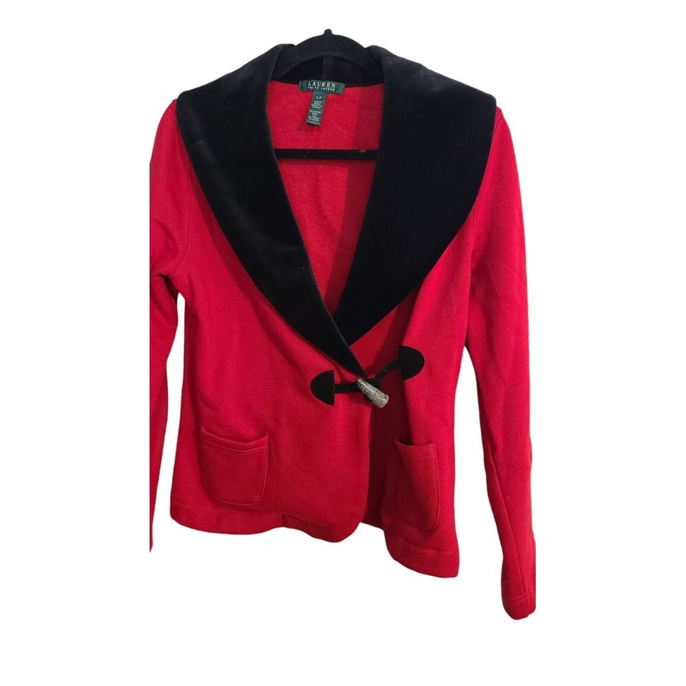 Ralph Lauren Vintage jacket red/ suede‎ black collar size S/P
